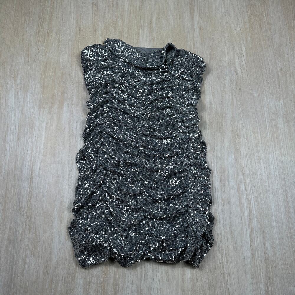 Zara Sequin Strapless Ruffle Eras Disco Ball Concert Glam Mini Dress Medium